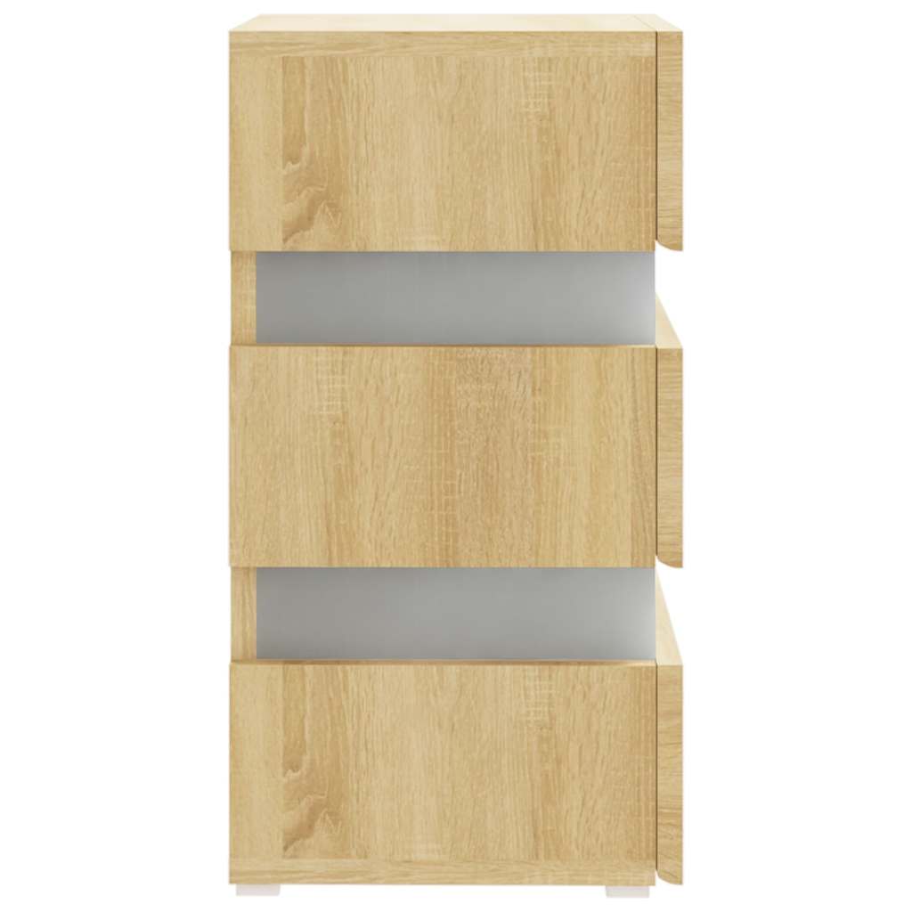 vidaXL Dulap noptieră cu LED stejar sonoma, 45x35x67 cm lemn prelucrat vidaXL Dulap noptieră cu LED stejar sonoma, 45x35x67 cm lemn prelucrat