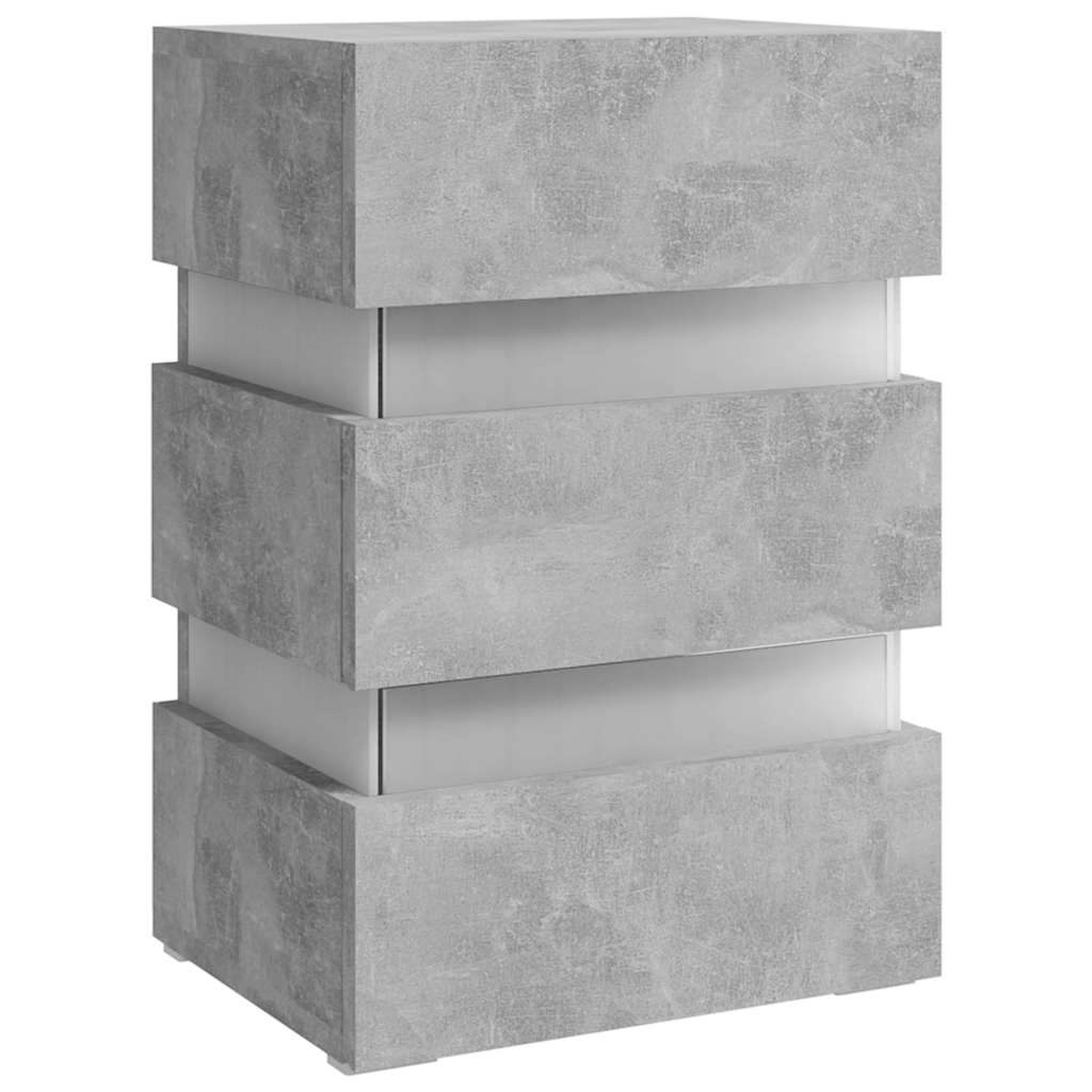 vidaXL Dulap noptieră, cu LED, gri beton, 45x35x67 cm, lemn prelucrat vidaXL Dulap noptieră, cu LED, gri beton, 45x35x67 cm, lemn prelucrat
