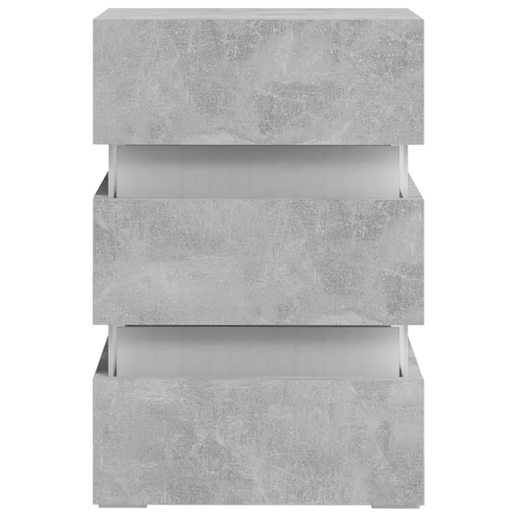 vidaXL Dulap noptieră, cu LED, gri beton, 45x35x67 cm, lemn prelucrat vidaXL Dulap noptieră, cu LED, gri beton, 45x35x67 cm, lemn prelucrat