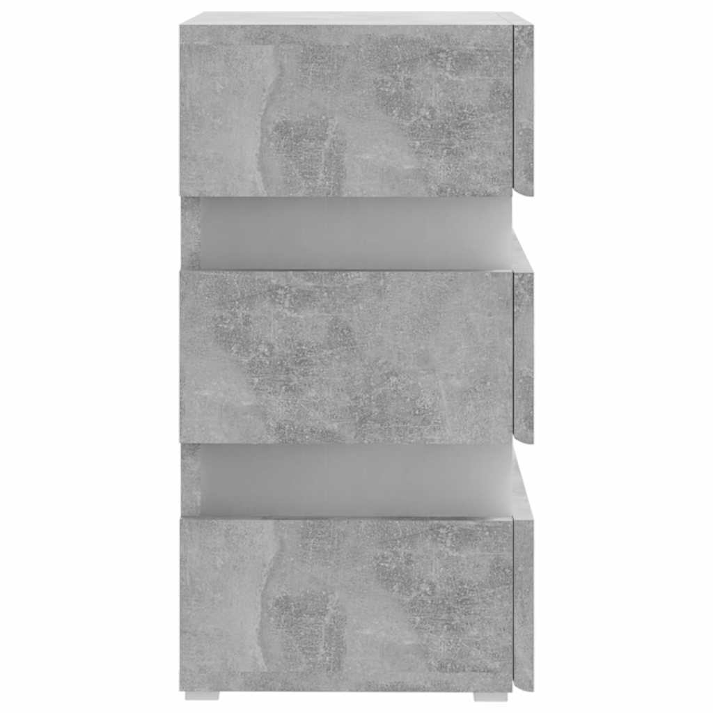 vidaXL Dulap noptieră, cu LED, gri beton, 45x35x67 cm, lemn prelucrat vidaXL Dulap noptieră, cu LED, gri beton, 45x35x67 cm, lemn prelucrat