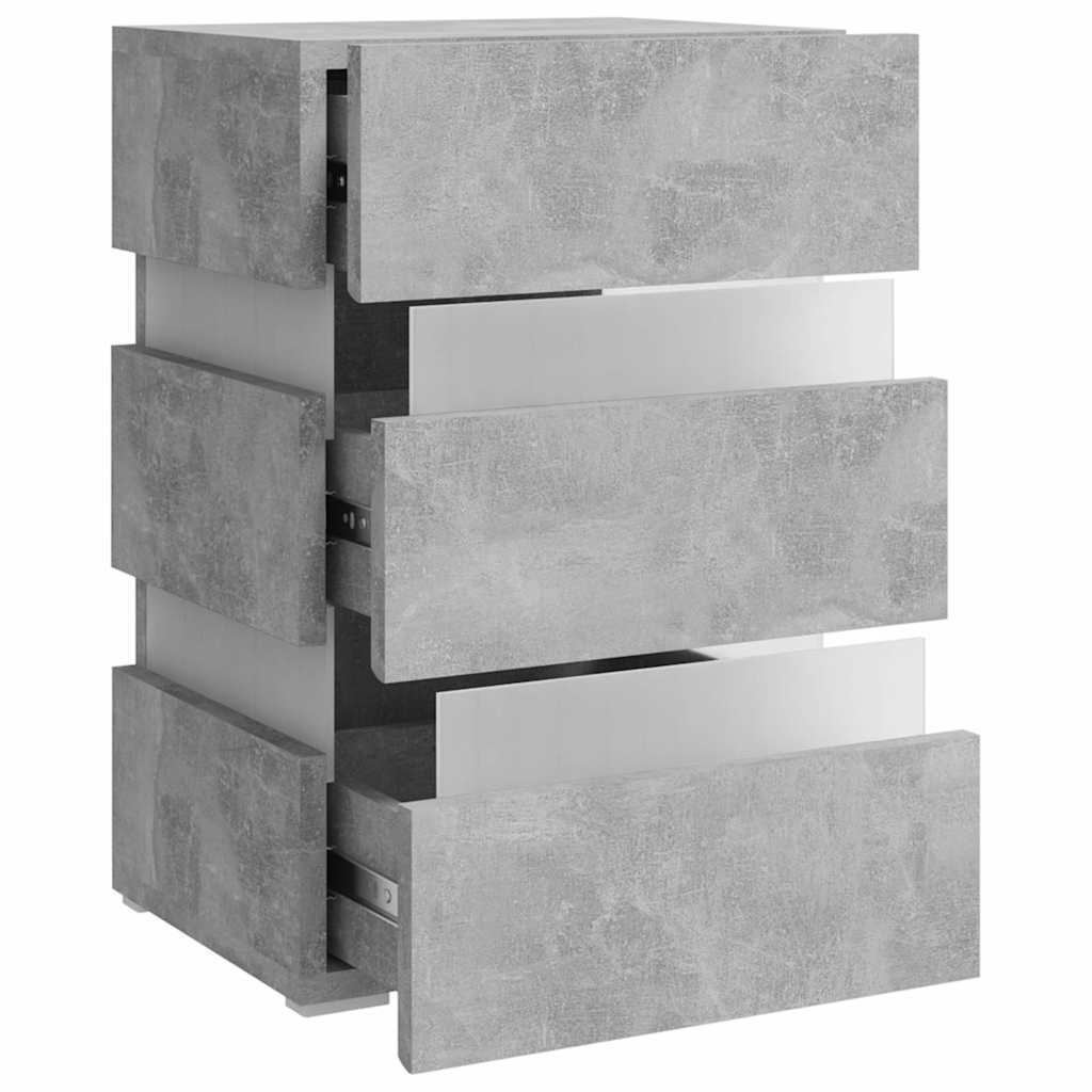 vidaXL Dulap noptieră, cu LED, gri beton, 45x35x67 cm, lemn prelucrat vidaXL Dulap noptieră, cu LED, gri beton, 45x35x67 cm, lemn prelucrat