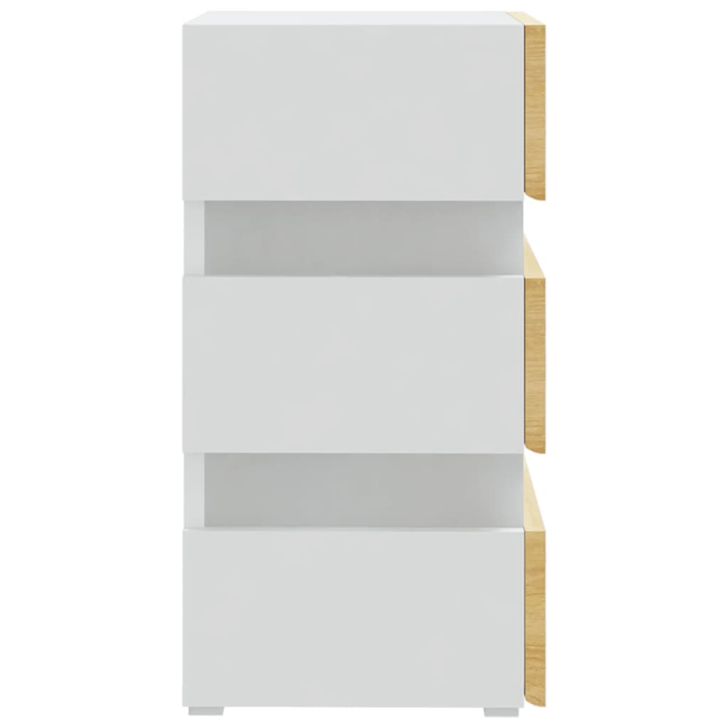 vidaXL Noptieră cu LED, alb/stejar sonoma, 45x35x67 cm, lemn prelucrat vidaXL Noptieră cu LED, alb/stejar sonoma, 45x35x67 cm, lemn prelucrat