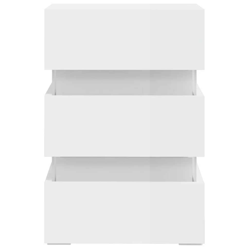vidaXL Dulap noptieră cu LED alb extralucios 45x35x67cm lemn prelucrat vidaXL Dulap noptieră cu LED alb extralucios 45x35x67cm lemn prelucrat