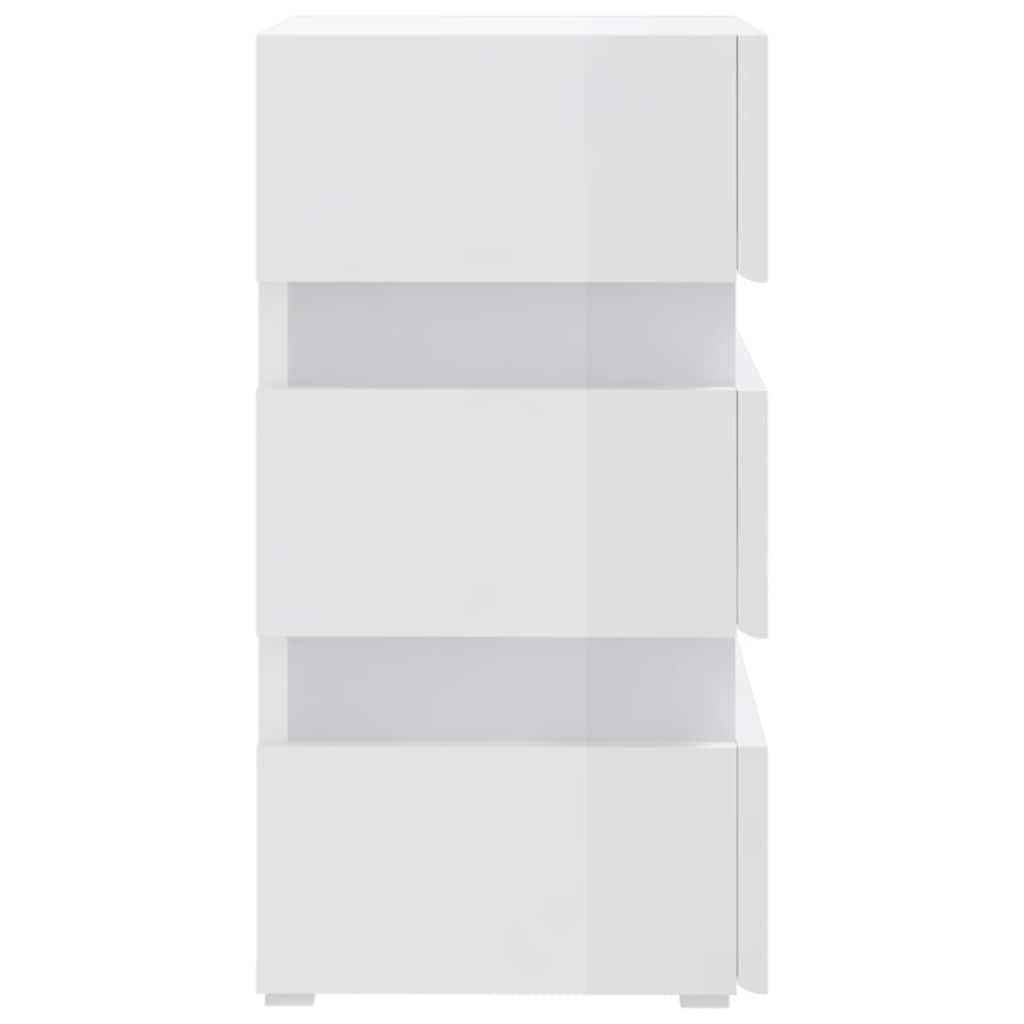 vidaXL Dulap noptieră cu LED alb extralucios 45x35x67cm lemn prelucrat vidaXL Dulap noptieră cu LED alb extralucios 45x35x67cm lemn prelucrat