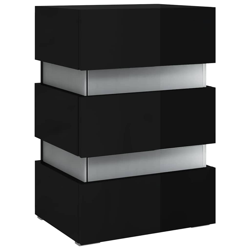 vidaXL Dulap noptieră cu LED negru lucios 45x35x67cm lemn prelucrat vidaXL Dulap noptieră cu LED negru lucios 45x35x67cm lemn prelucrat