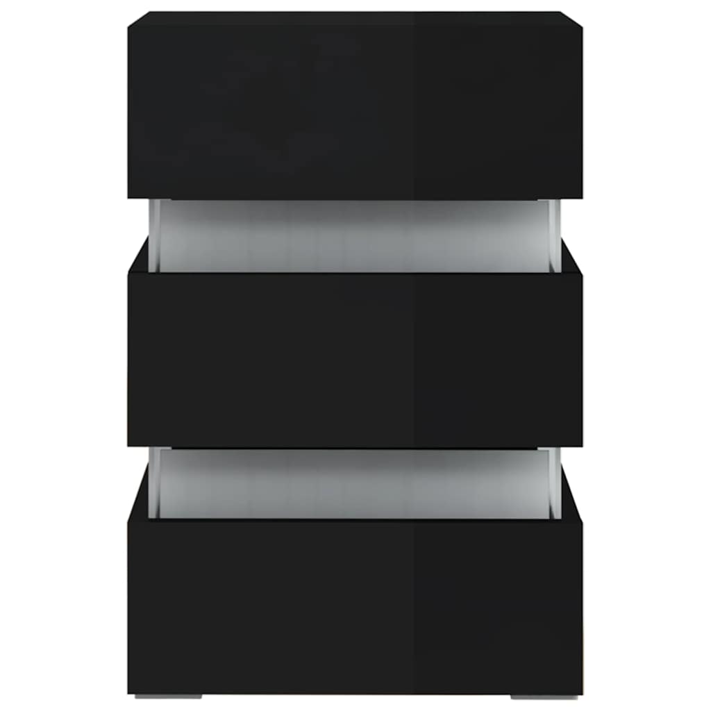 vidaXL Dulap noptieră cu LED negru lucios 45x35x67cm lemn prelucrat vidaXL Dulap noptieră cu LED negru lucios 45x35x67cm lemn prelucrat