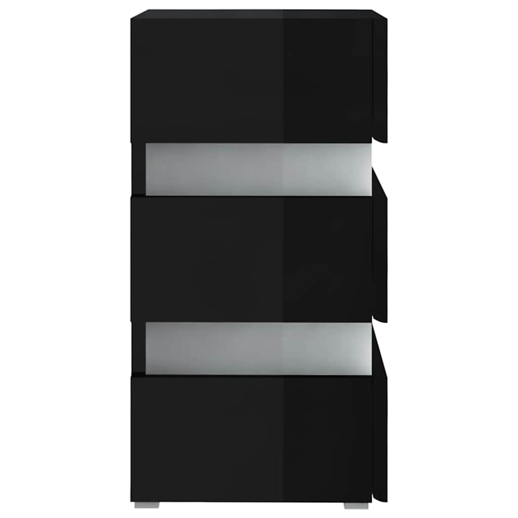 vidaXL Dulap noptieră cu LED negru lucios 45x35x67cm lemn prelucrat vidaXL Dulap noptieră cu LED negru lucios 45x35x67cm lemn prelucrat