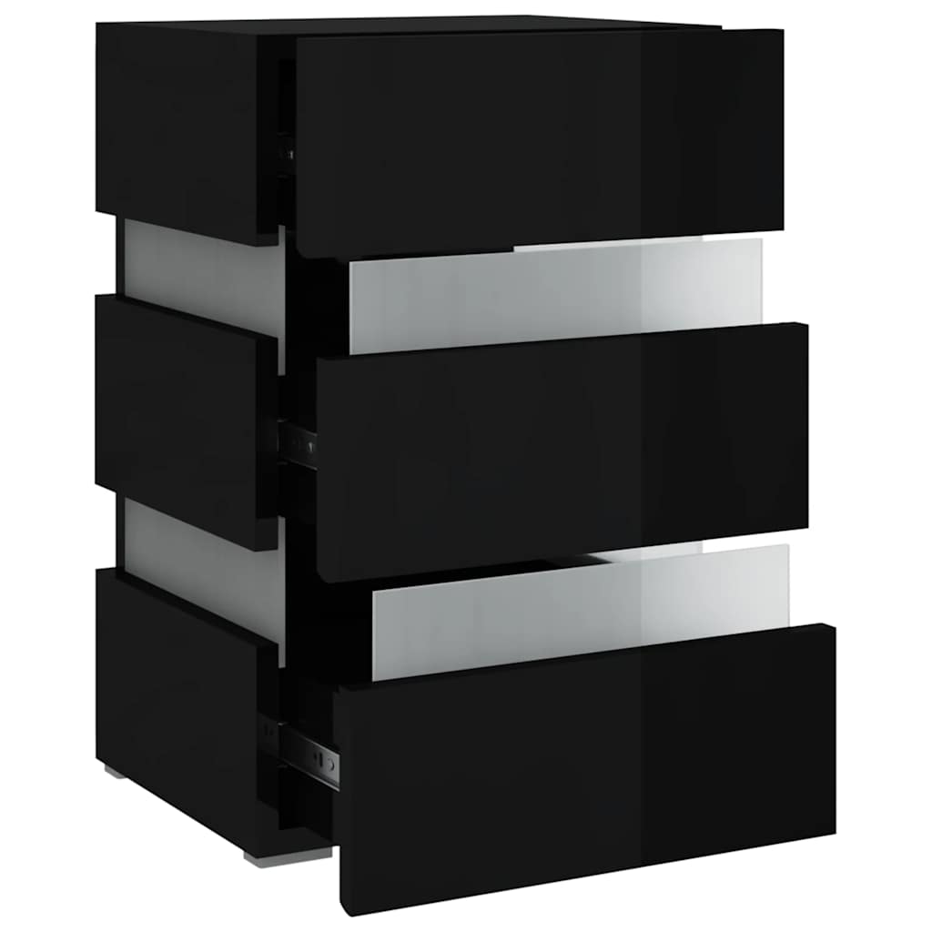 vidaXL Dulap noptieră cu LED negru lucios 45x35x67cm lemn prelucrat vidaXL Dulap noptieră cu LED negru lucios 45x35x67cm lemn prelucrat