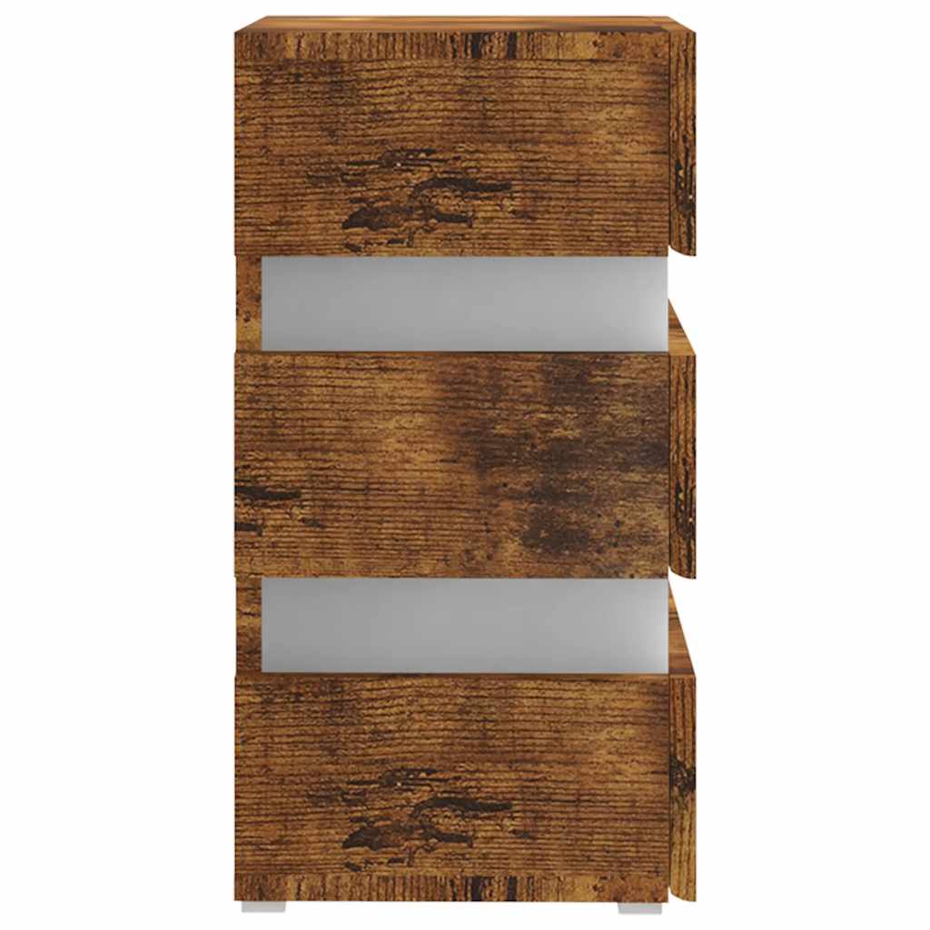 vidaXL Dulap noptieră cu LED, stejar afumat, 45x35x67cm lemn prelucrat vidaXL Dulap noptieră cu LED, stejar afumat, 45x35x67cm lemn prelucrat