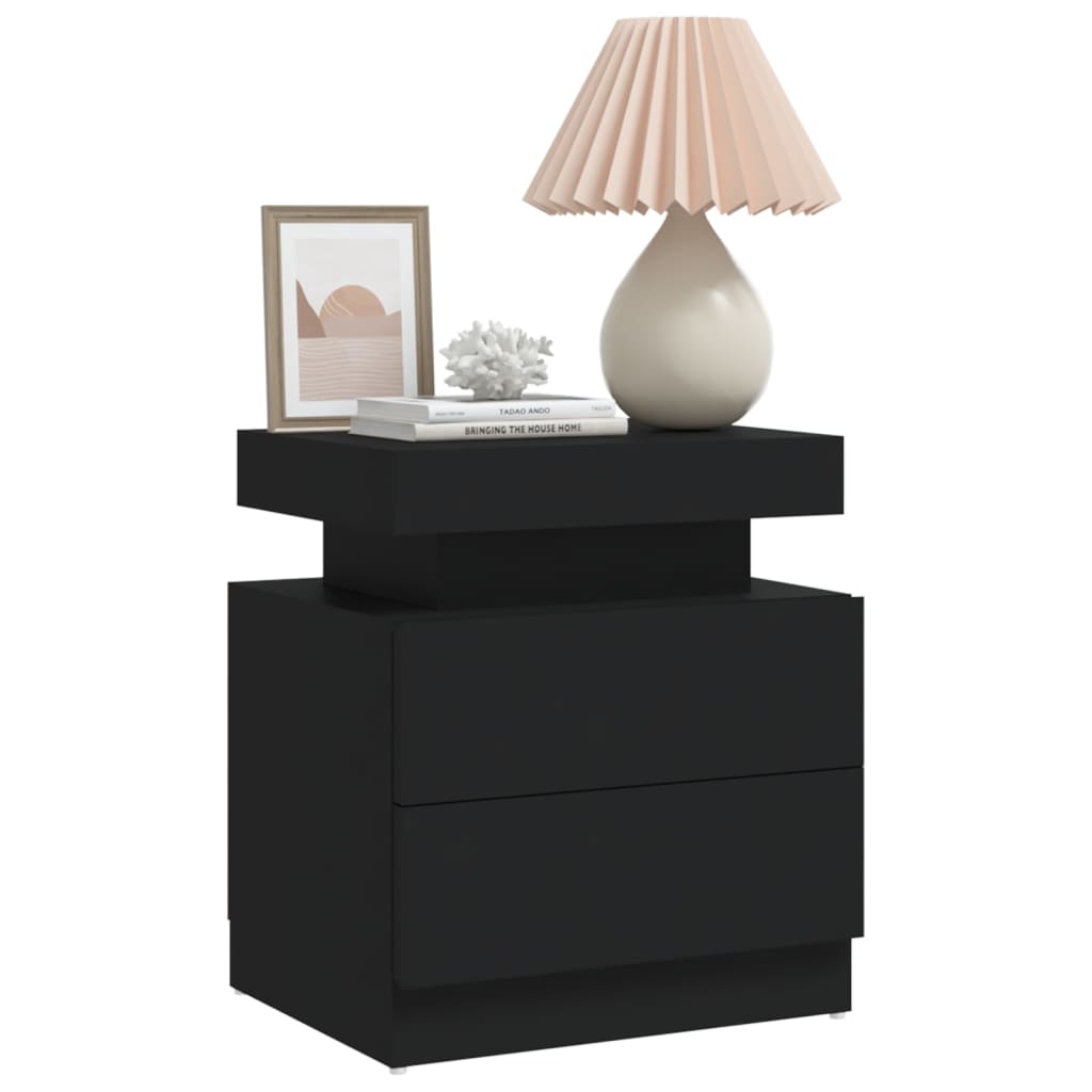 vidaXL Noptieră, negru, 45x35x52 cm, lemn prelucrat