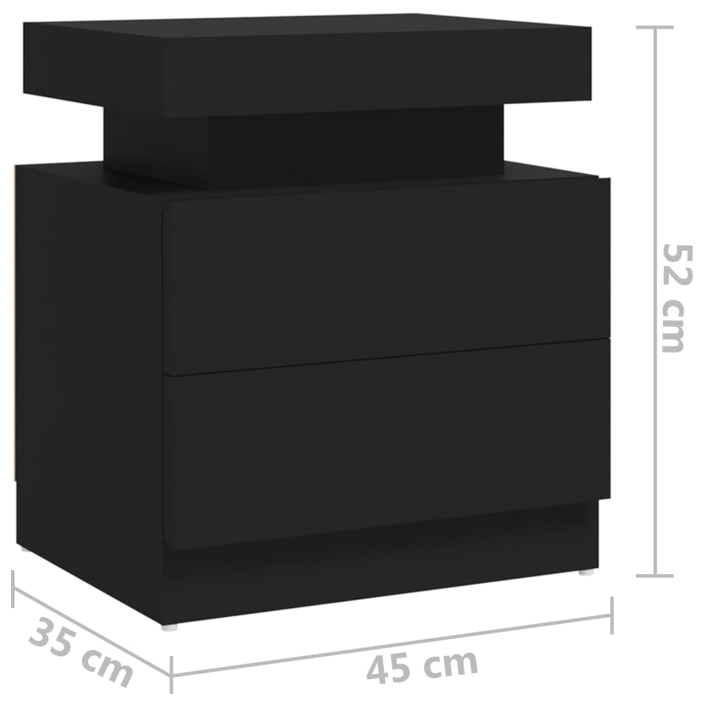 vidaXL Noptieră, negru, 45x35x52 cm, lemn prelucrat