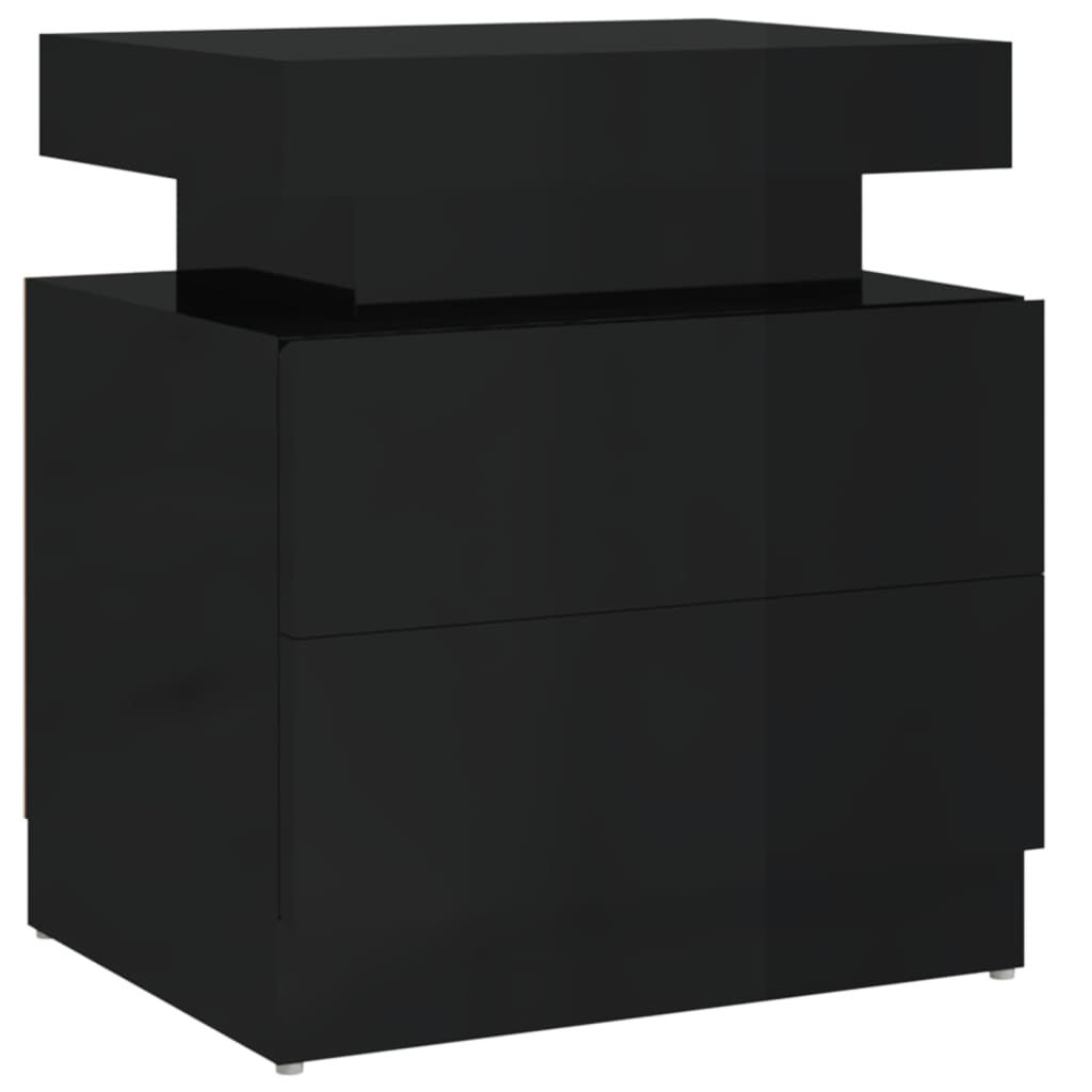 vidaXL Noptieră, negru extralucios, 45x35x52 cm, lemn prelucrat vidaXL Noptieră, negru extralucios, 45x35x52 cm, lemn prelucrat