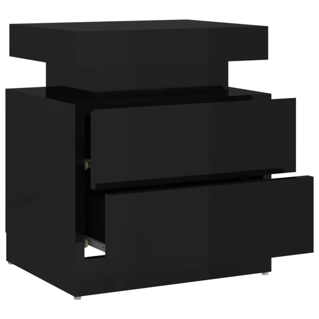 vidaXL Noptieră, negru extralucios, 45x35x52 cm, lemn prelucrat vidaXL Noptieră, negru extralucios, 45x35x52 cm, lemn prelucrat