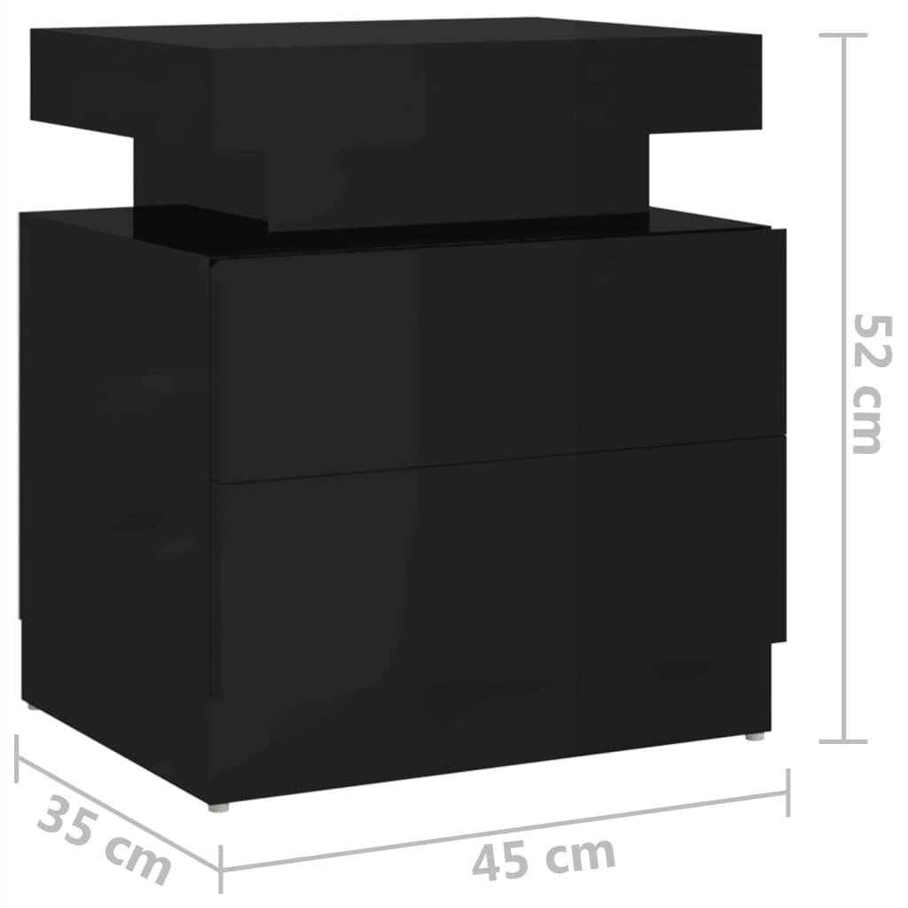 vidaXL Noptieră, negru extralucios, 45x35x52 cm, lemn prelucrat vidaXL Noptieră, negru extralucios, 45x35x52 cm, lemn prelucrat