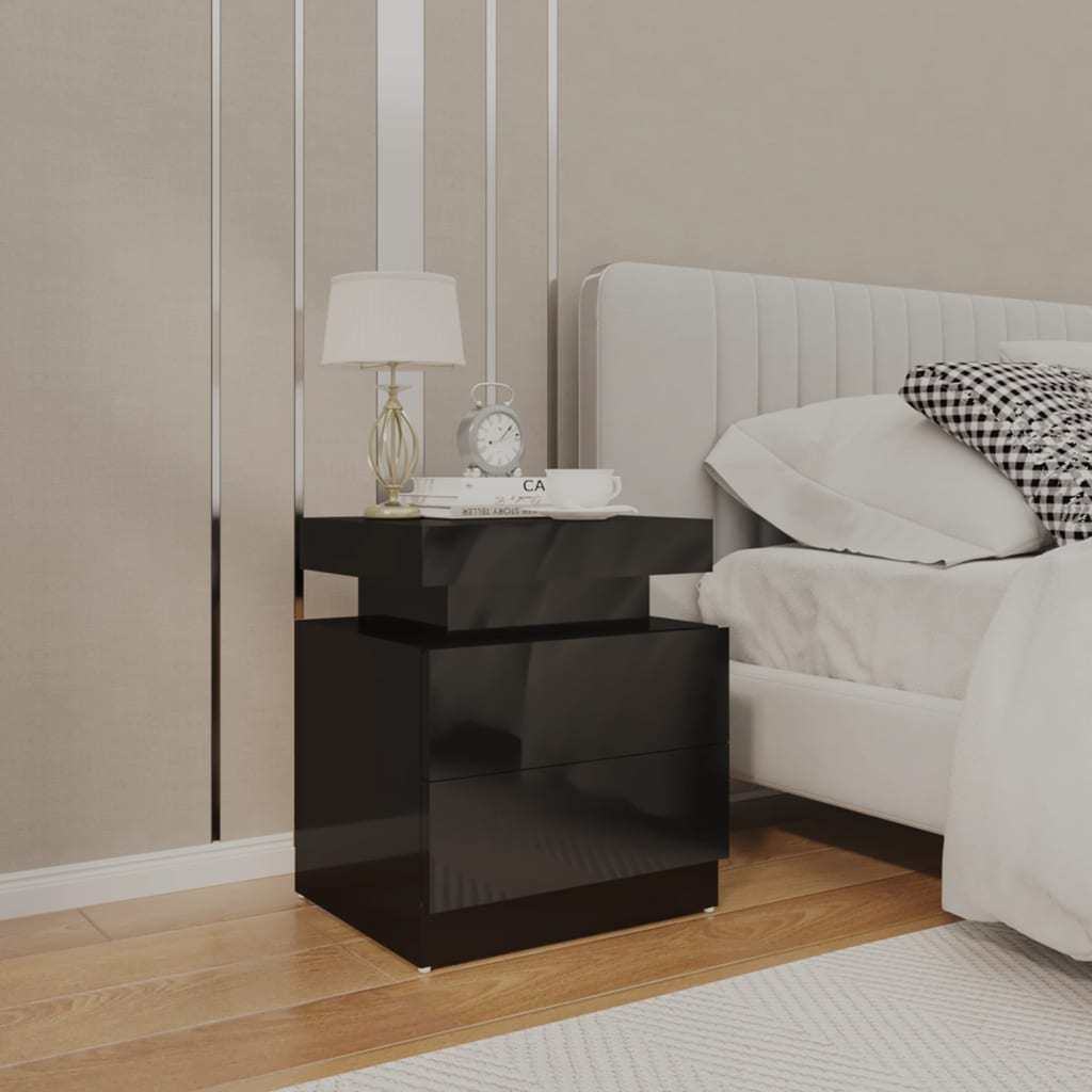 vidaXL Noptieră, negru extralucios, 45x35x52 cm, lemn prelucrat vidaXL Noptieră, negru extralucios, 45x35x52 cm, lemn prelucrat
