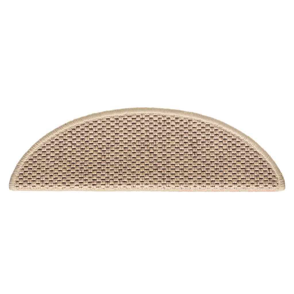 vidaXL Covorașe scări autoadezive 15 buc. nisipiu 56x17x3 aspect sisal