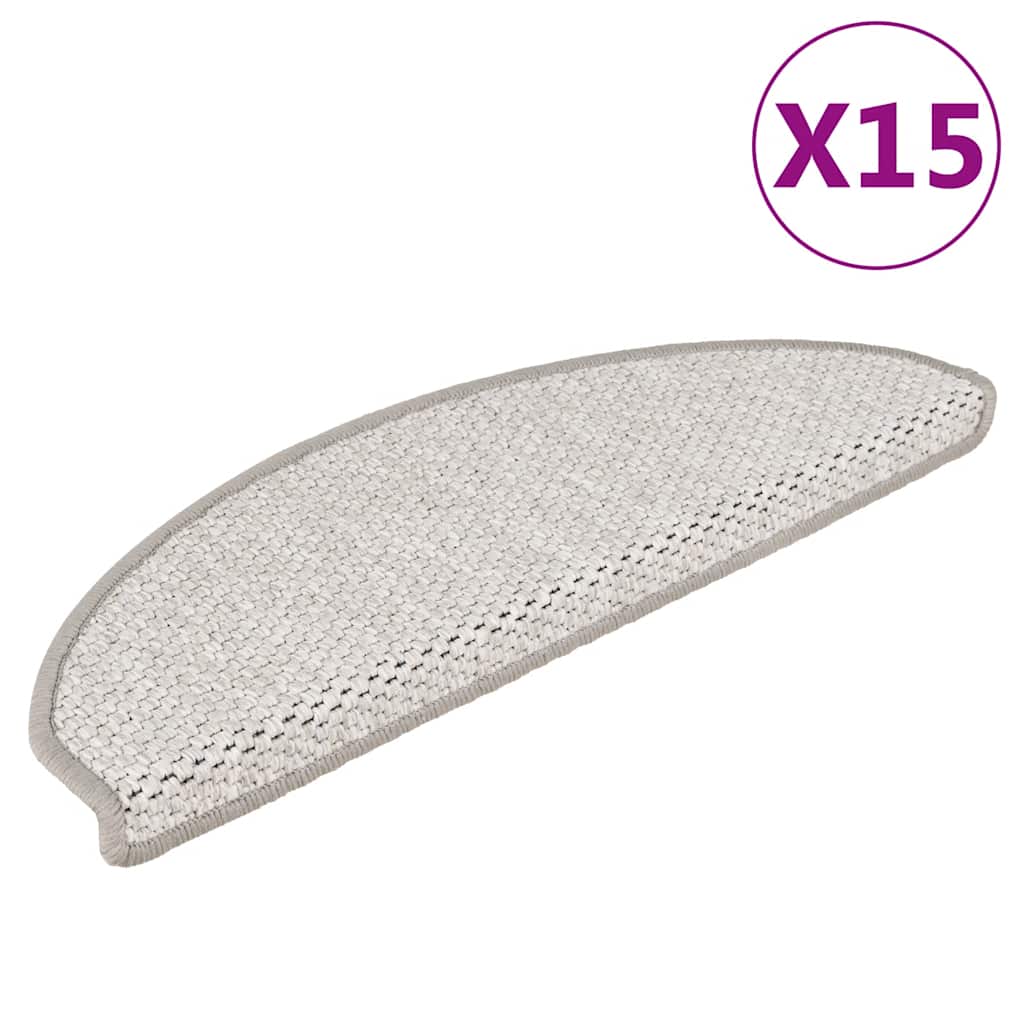 vidaXL Covoraș scări autoadeziv 15 buc platină 65x21x4 cm aspect sisal