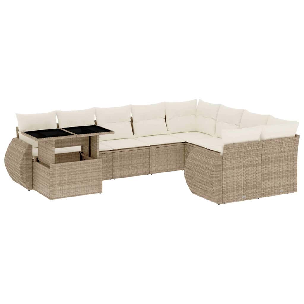 vidaXL Set canapele de grădină cu perne, 10 piese, bej, poliratan