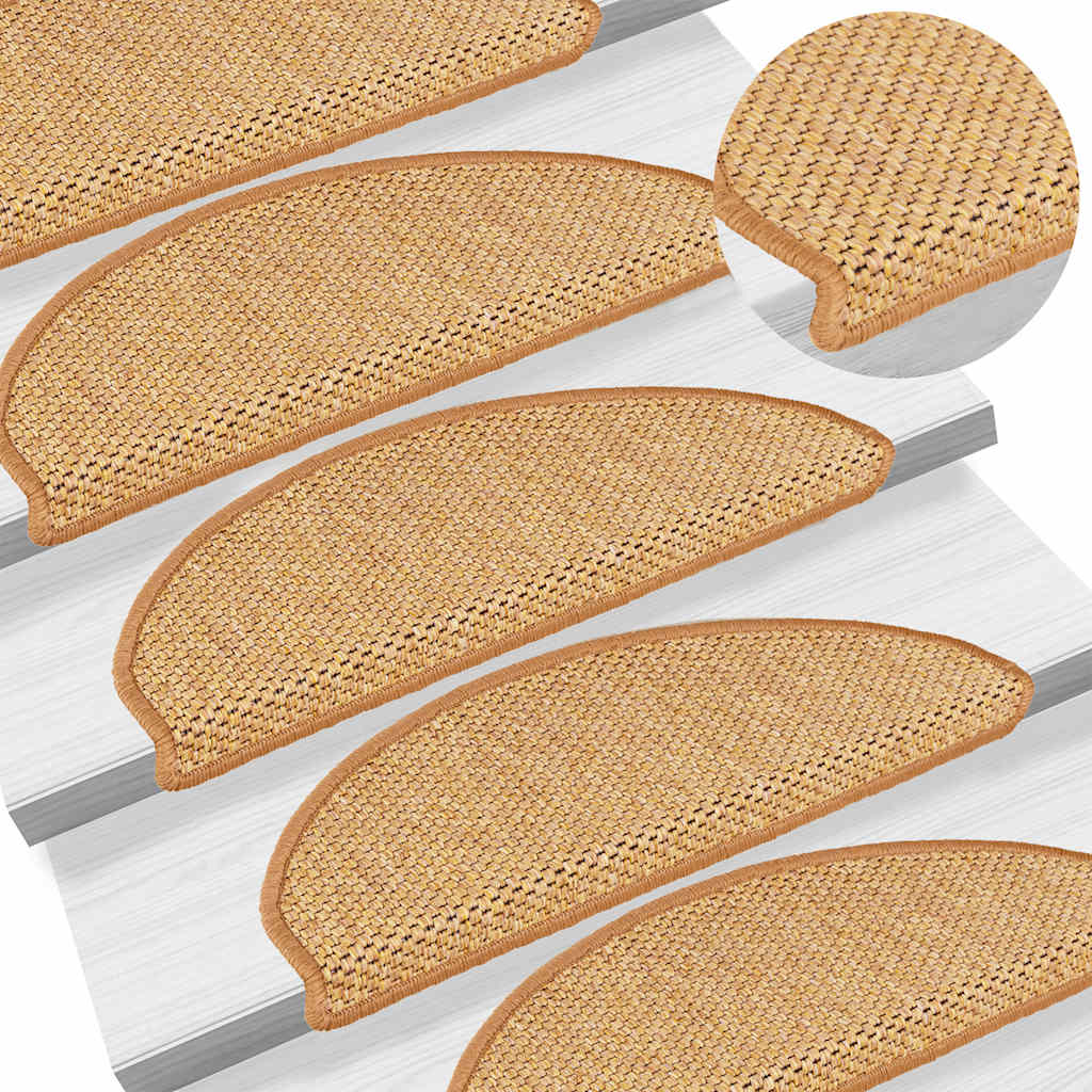 vidaXL Covorașe scări autoadezive, 15 buc. portocaliu 65x21x4cm, sisal