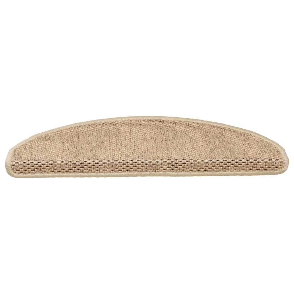 vidaXL Covorașe scări autoadezive 15buc nisipiu 65x21x4cm aspect sisal