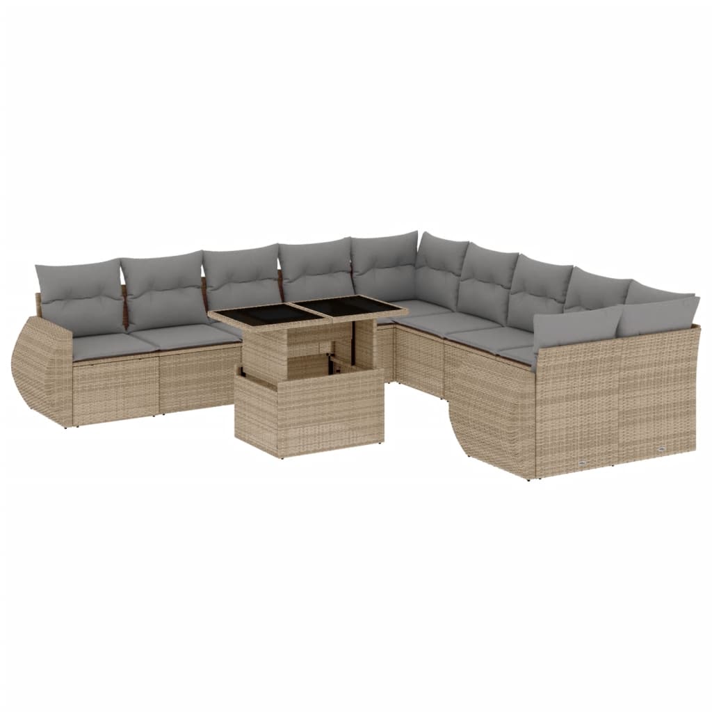 vidaXL Set canapele de grădină cu perne, 11 piese, bej, poliratan vidaXL Set canapele de grădină cu perne, 11 piese, bej, poliratan