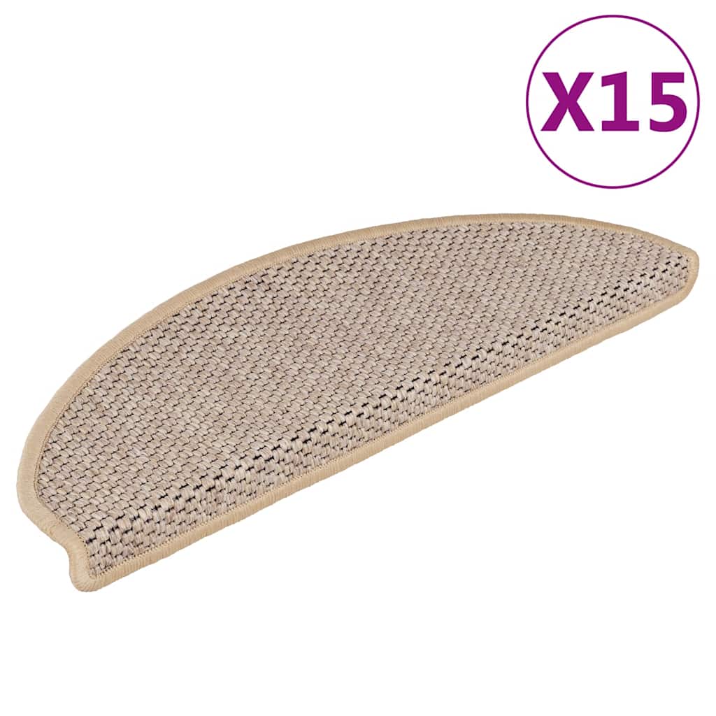 vidaXL Covorașe scări autoadezive 15 buc. bej deschis 65x21x4cm sisal