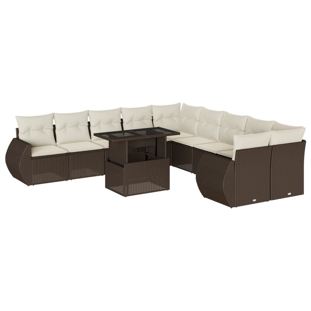 vidaXL Set canapele de grădină cu perne, 11 piese, maro, poliratan vidaXL Set canapele de grădină cu perne, 11 piese, maro, poliratan