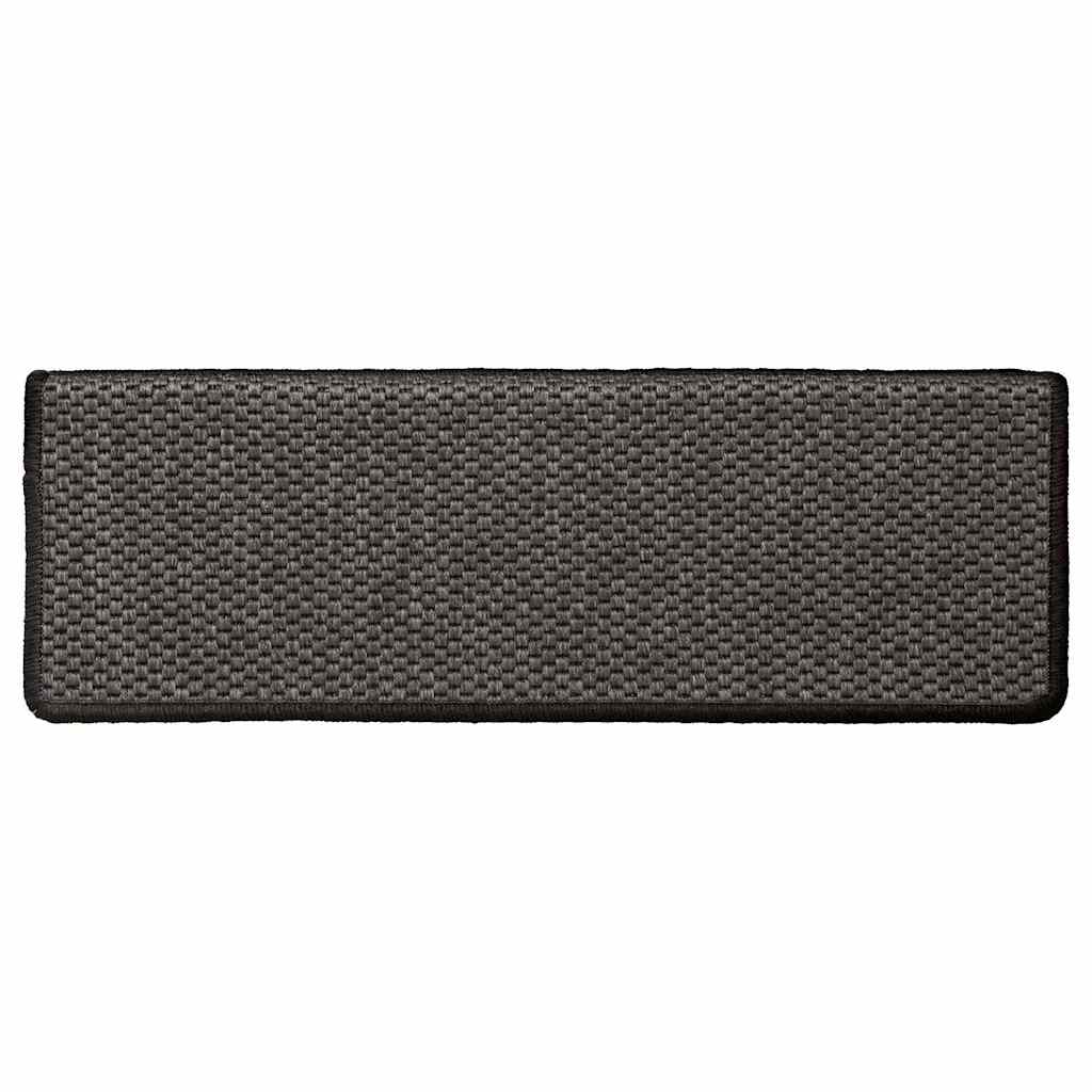 vidaXL Covorașe scări autoadezive, 15 buc. antracit 65x21x4 cm sisal