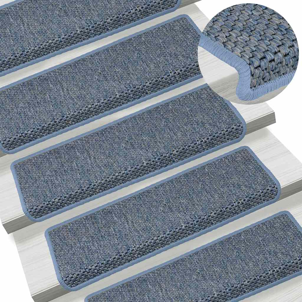vidaXL Covorașe scări autoadezive, 15 buc. albastru 65x21x4 cm, sisal vidaXL Covorașe scări autoadezive, 15 buc. albastru 65x21x4 cm, sisal