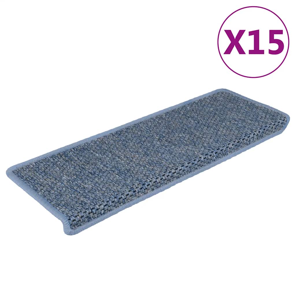 vidaXL Covorașe scări autoadezive, 15 buc. albastru 65x21x4 cm, sisal vidaXL Covorașe scări autoadezive, 15 buc. albastru 65x21x4 cm, sisal