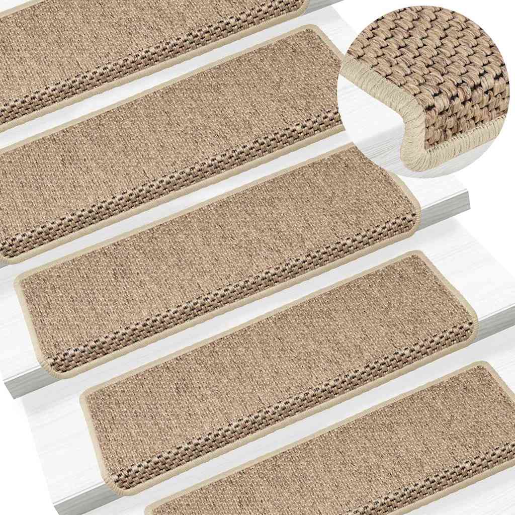 vidaXL Covorașe scări autoadezive 15buc nisipiu 65x21x4cm aspect sisal vidaXL Covorașe scări autoadezive 15buc nisipiu 65x21x4cm aspect sisal