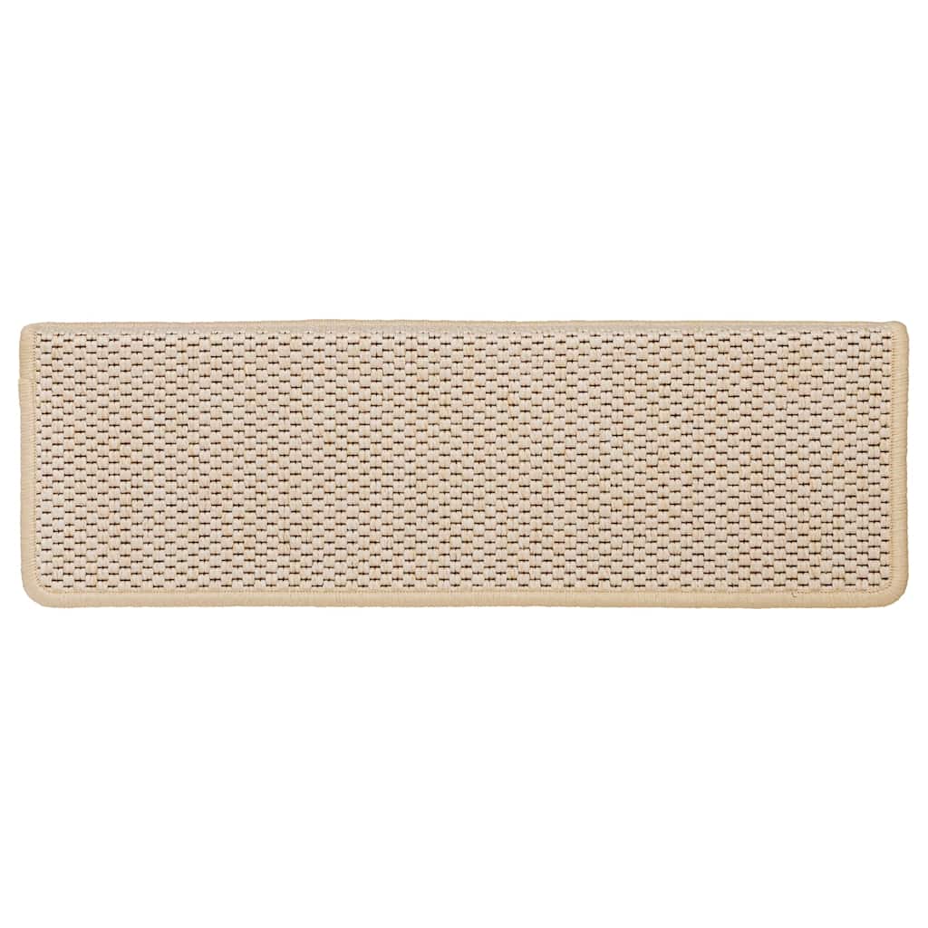 vidaXL Covorașe scări autoadezive, 15 buc., crem, 65x21x4 cm, sisal