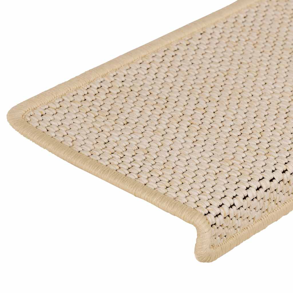 vidaXL Covorașe scări autoadezive, 15 buc., crem, 65x21x4 cm, sisal