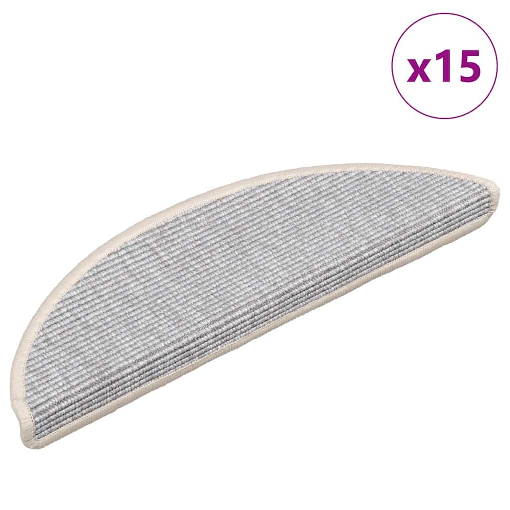 vidaXL Covorașe scări, 15 buc., 56x17x3 cm, semirotunde, argintii