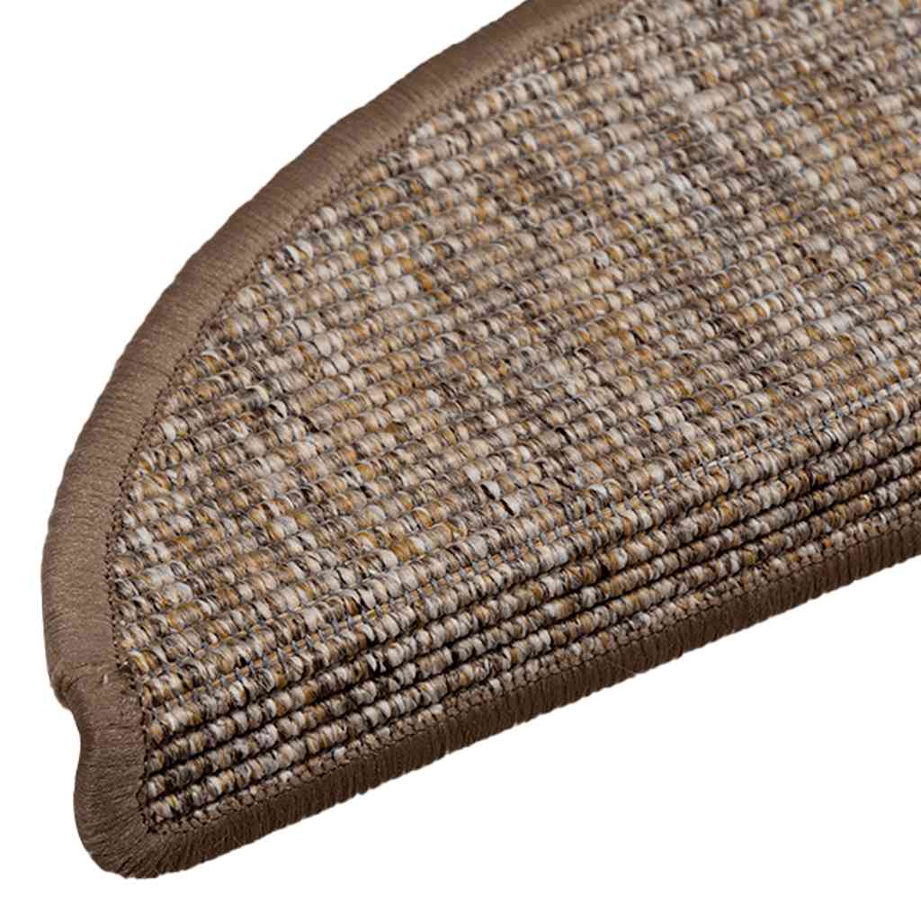 vidaXL Covorașe pentru scări, 15 buc., 56x17x3 cm, maro deschis, semirotunde