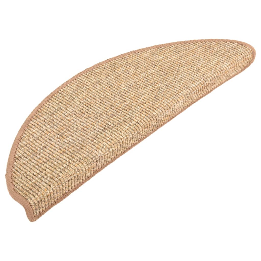 vidaXL Covorașe pentru scări, 15 buc., 65x21x4 cm, maro deschis, semirotunde, mari