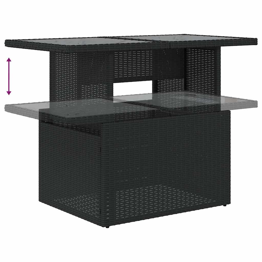 vidaXL Set mobilier de grădină cu perne, 9 piese, negru, poliratan vidaXL Set mobilier de grădină cu perne, 9 piese, negru, poliratan