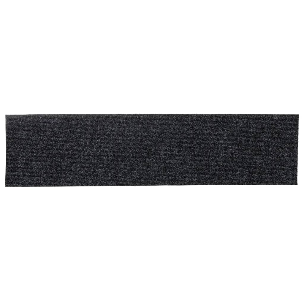 vidaXL Covorașe scări autoadezive, 15 buc., 76x20 cm, gri, dreptunghiulare