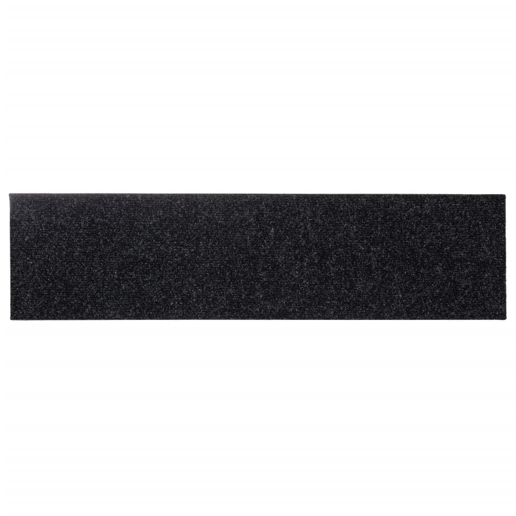vidaXL Covorașe scări autoadezive, 15 buc., 76x20 cm, negre, dreptunghiulare