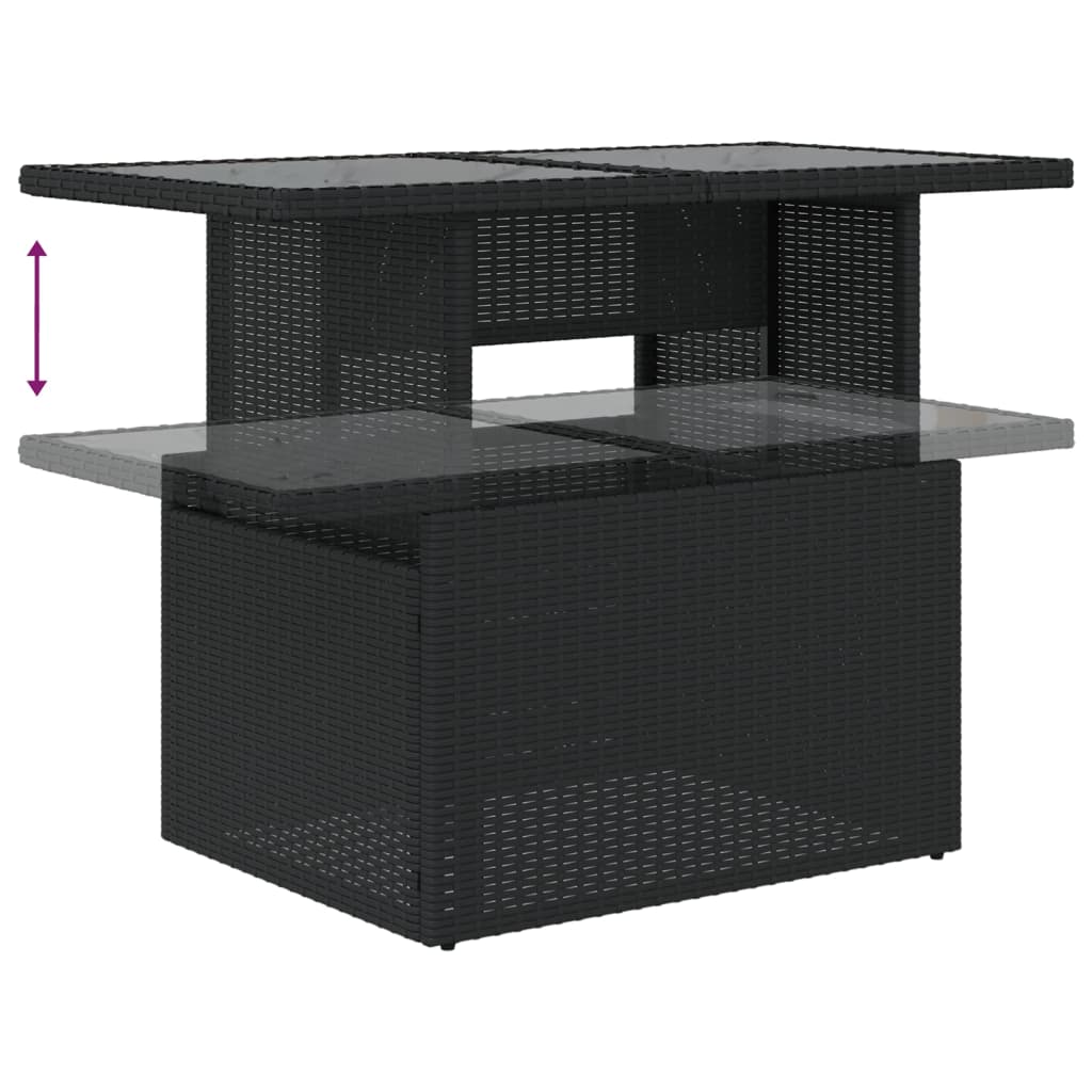 vidaXL Set mobilier de grădină cu perne, 9 piese, negru, poliratan vidaXL Set mobilier de grădină cu perne, 9 piese, negru, poliratan