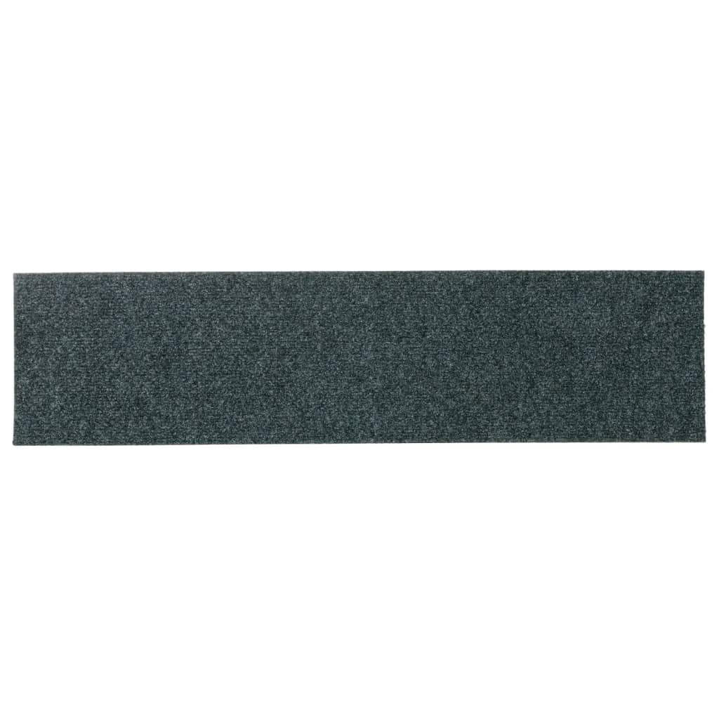 vidaXL Covorașe scări autoadezive, 15 buc., 76x20 cm, verde, dreptunghiulare