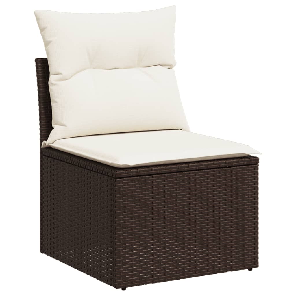 vidaXL Set canapele de grădină cu perne, 10 piese, maro, poliratan