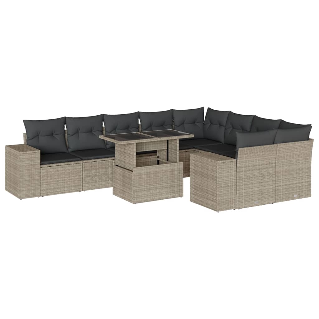 vidaXL Set canapele de grădină cu perne 10 piese gri deschis poliratan vidaXL Set canapele de grădină cu perne 10 piese gri deschis poliratan