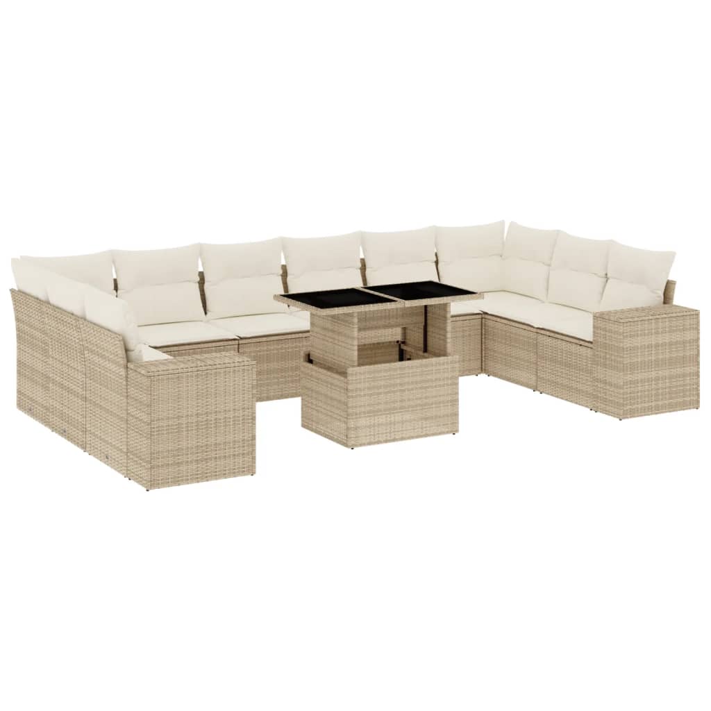 vidaXL Set canapele de grădină cu perne, 11 piese, bej, poliratan vidaXL Set canapele de grădină cu perne, 11 piese, bej, poliratan