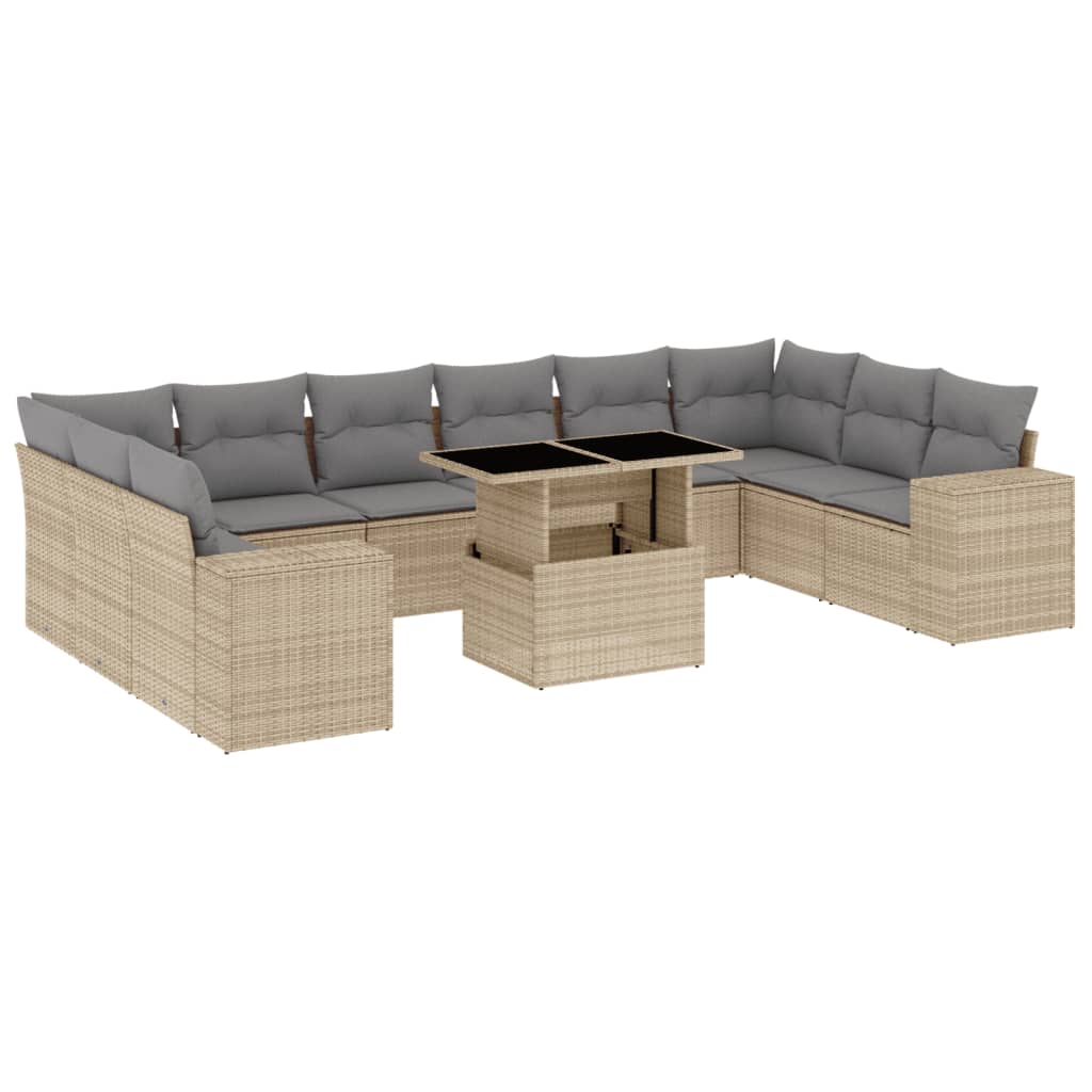 vidaXL Set canapele de grădină cu perne, 11 piese, bej, poliratan vidaXL Set canapele de grădină cu perne, 11 piese, bej, poliratan
