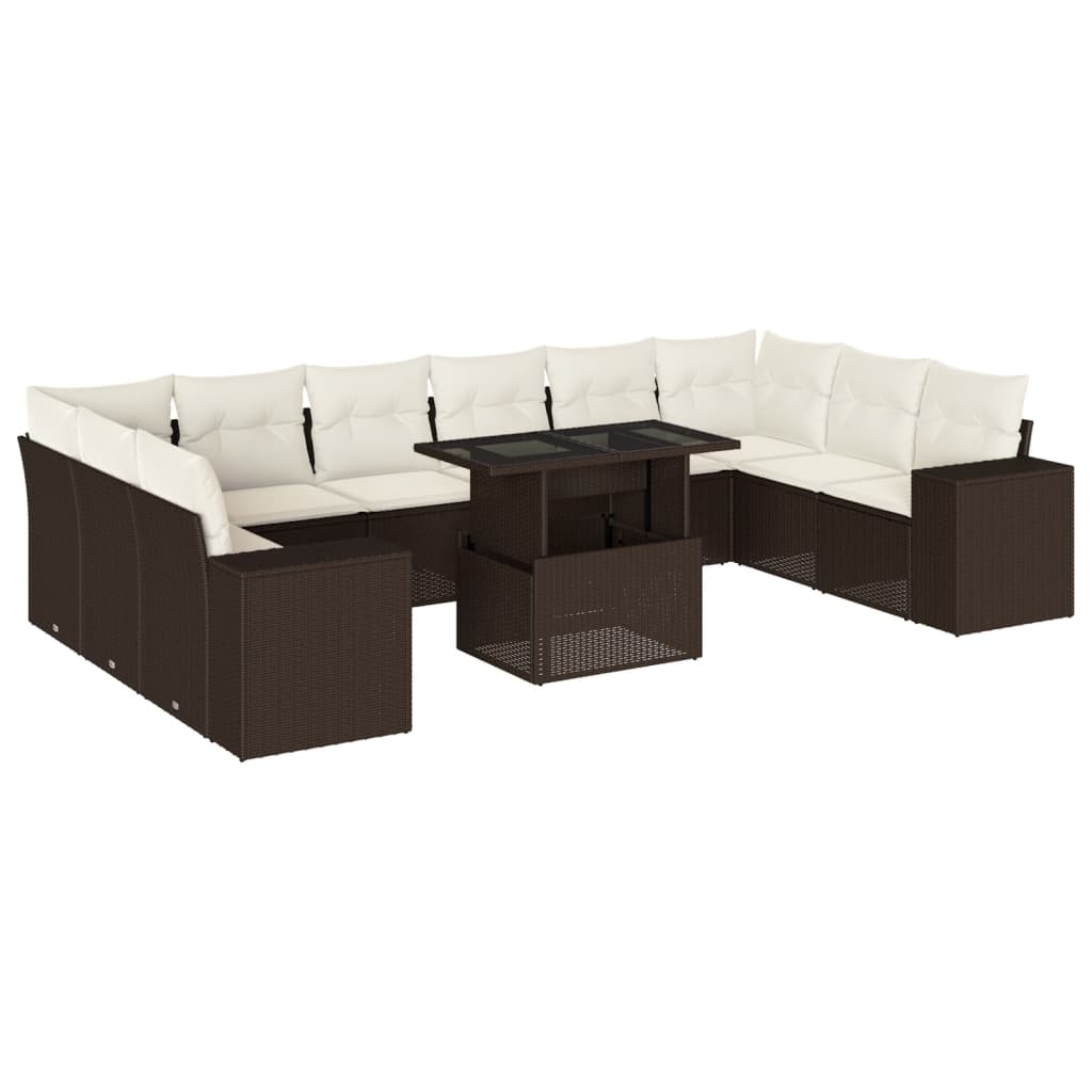 vidaXL Set canapele de grădină cu perne, 11 piese, maro, poliratan vidaXL Set canapele de grădină cu perne, 11 piese, maro, poliratan