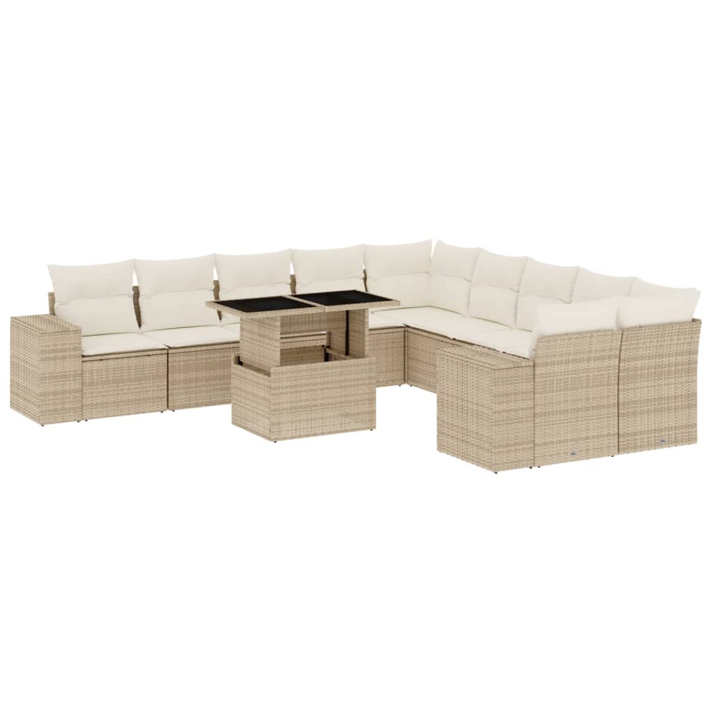 vidaXL Set canapele de grădină cu perne, 11 piese, bej, poliratan vidaXL Set canapele de grădină cu perne, 11 piese, bej, poliratan