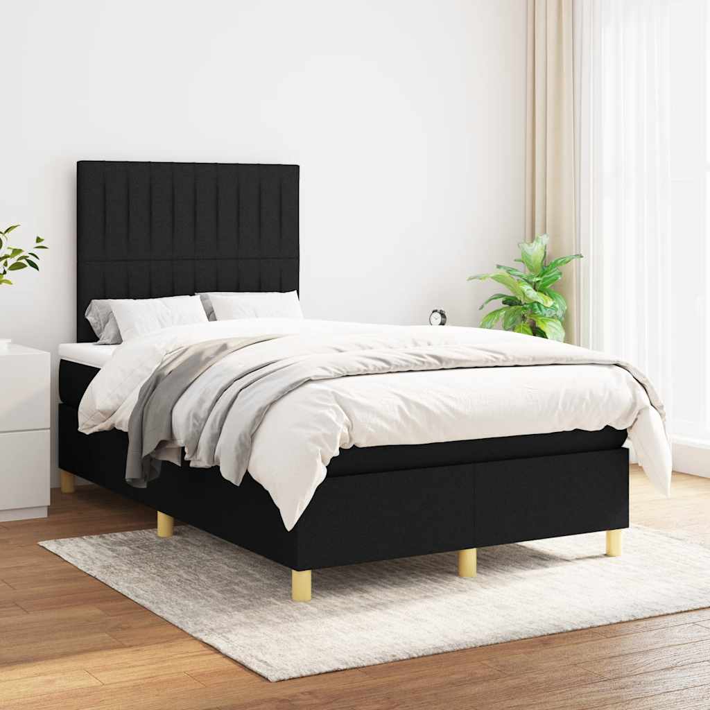vidaXL Pat box spring cu saltea, negru, 120x190 cm, catifea vidaXL Pat box spring cu saltea, negru, 120x190 cm, catifea