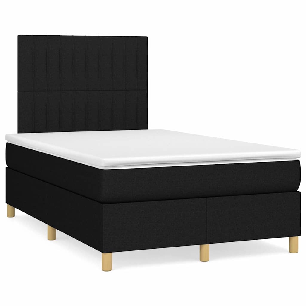 vidaXL Pat box spring cu saltea, negru, 120x190 cm, catifea vidaXL Pat box spring cu saltea, negru, 120x190 cm, catifea