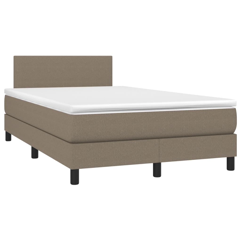 vidaXL Pat cu arcuri, saltea și LED, gri taupe, 120x190 cm, textil vidaXL Pat cu arcuri, saltea și LED, gri taupe, 120x190 cm, textil